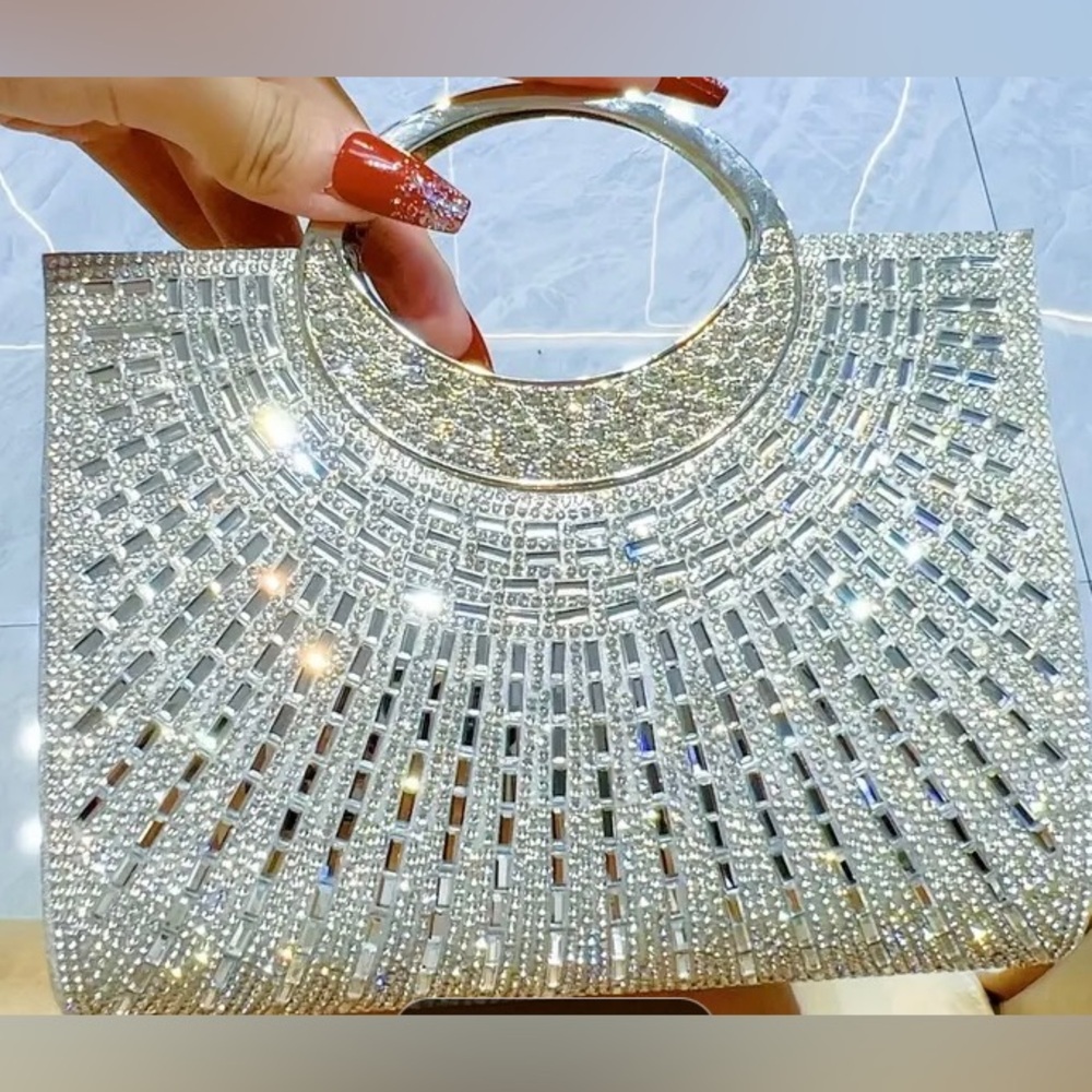 Elegant Silver Crystal Clutch